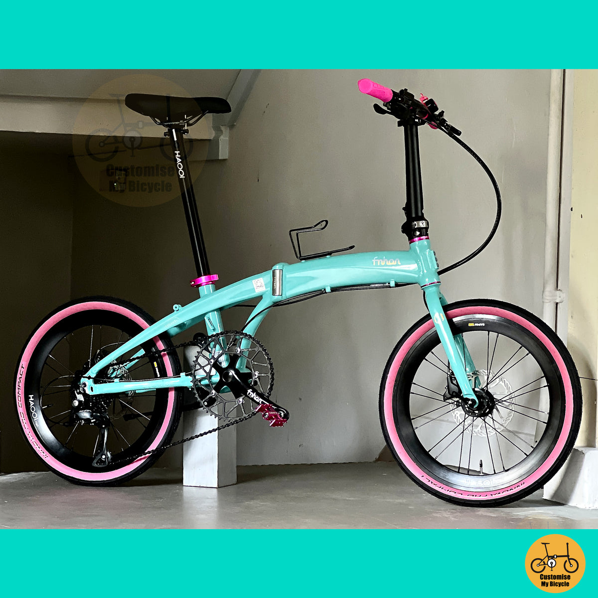 Fnhon Tornado 20" Turkish Blue foldable bicycle with Shimano 9 gears