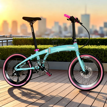 Fnhon Tornado 20" Turkish Blue lightweight folding bike with Shimano 9 gears
