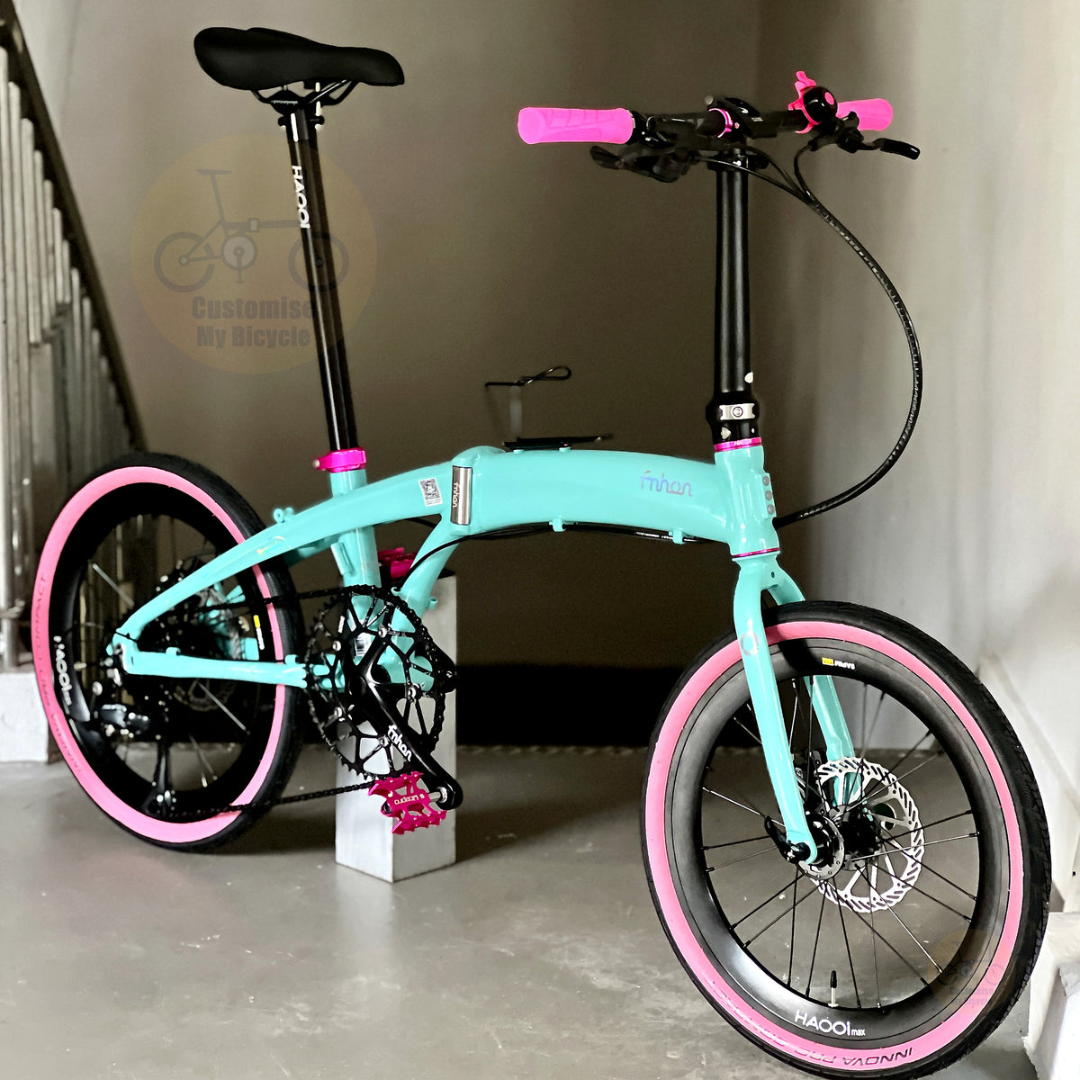 Fnhon Tornado 20" Turkish Blue foldable bicycle with Shimano 9 gears