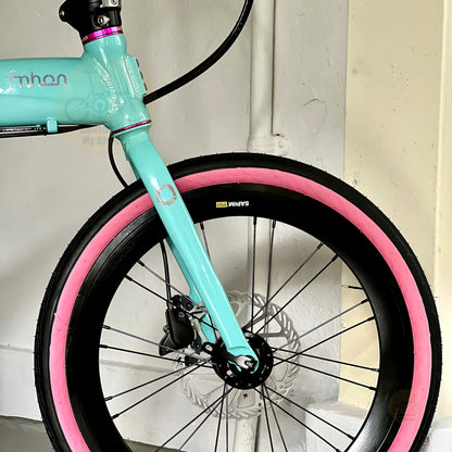 Fnhon Tornado 20" Turkish Blue folding bike frame material colour detail