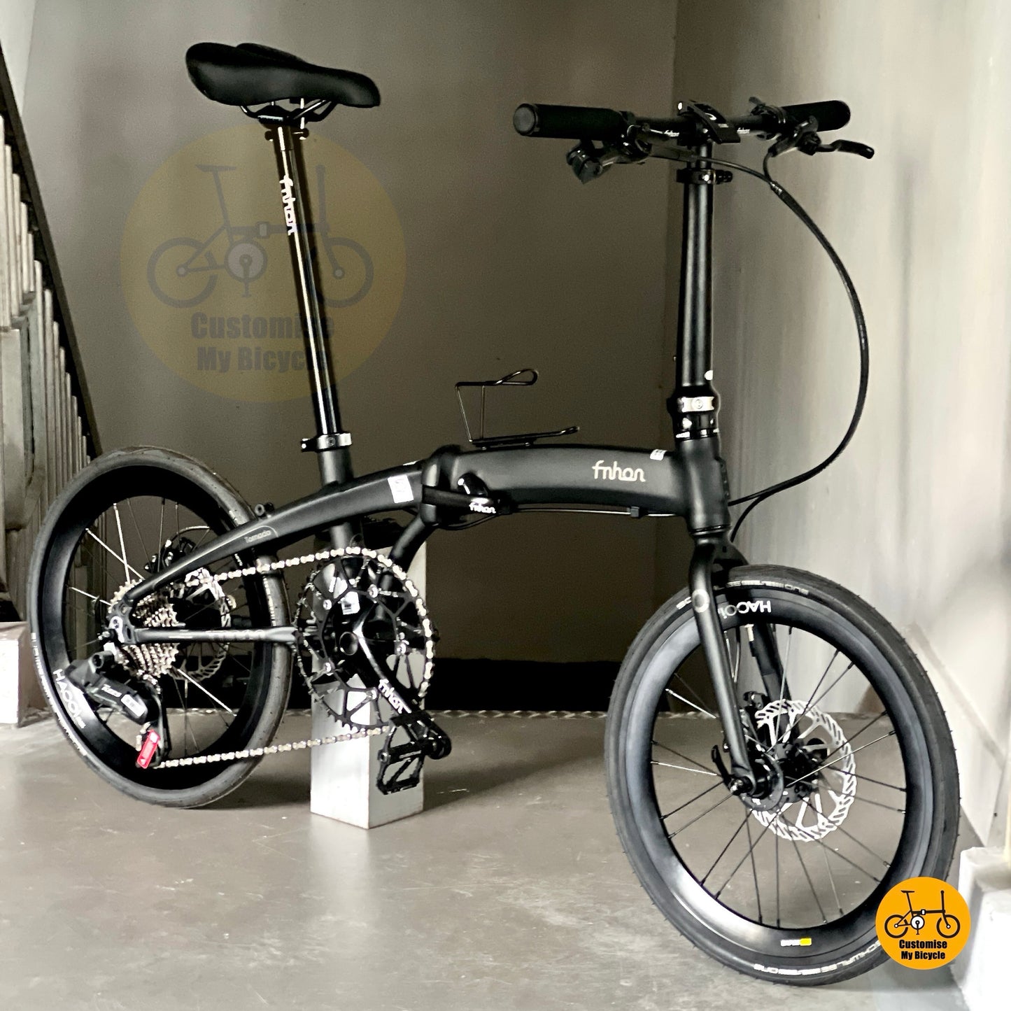 Folding Bike Fnhon Tornado 20 Inch Aerodynamic Aluminium Folding Bicycle Magene EDS 12 Speed Hydraulic Disc Brake Matte Black