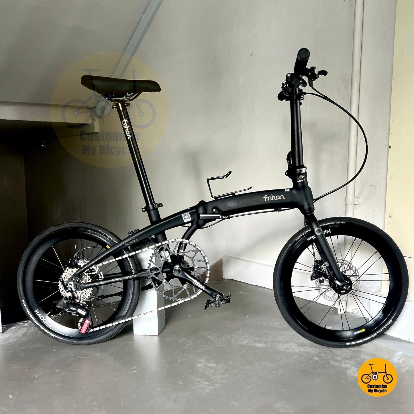 Folding Bike Fnhon Tornado 20 Inch Matte Black Magene Electronic Derailleur Shifting 12 Gears Hydraulic Disc Brake Premium Foldable Bicycle Singapore