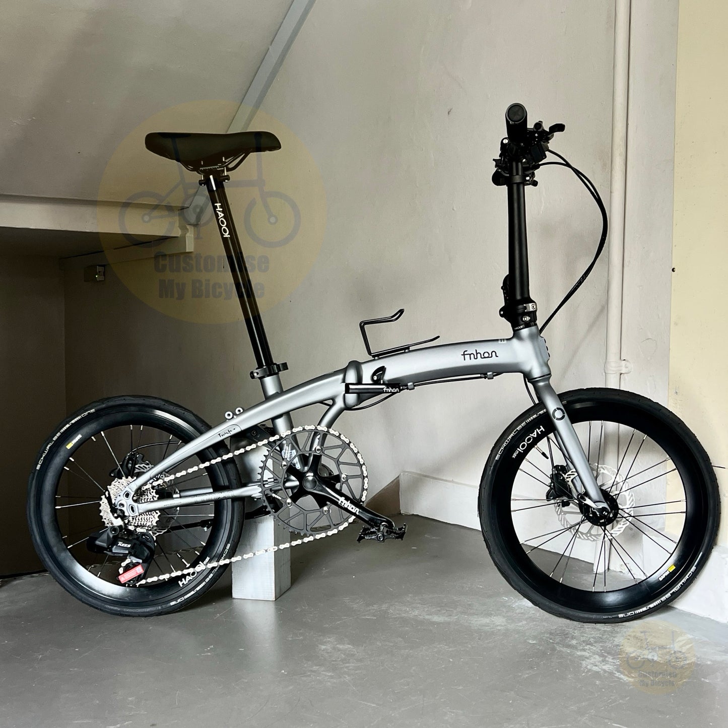 Fnhon Twister 20 Inch Folding Bicycle Battleship Grey Wireless EDS 12 Gears Shimano Hydraulic Disc Brake Haooi Max High Profile Wheels INNOVA Fast Rolling Tyres