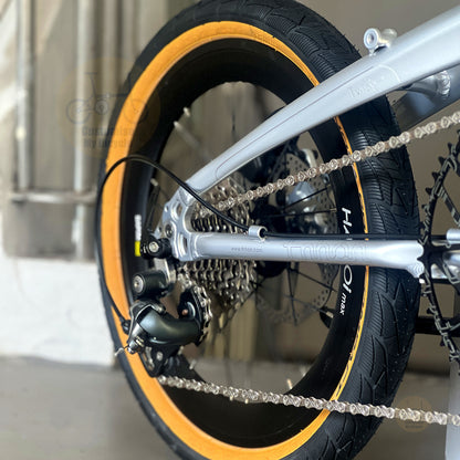 Fnhon Twister 18" Space Silver folding bike frame material colour detail