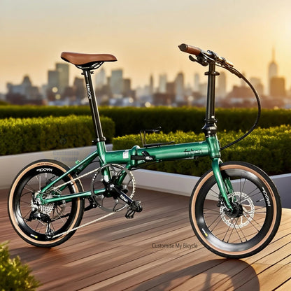 Folding Bike Fnhon Zephyr 18 inch Emerald Green Shimano 9 Speed Lightweight Foldable Bicycle Singapore
