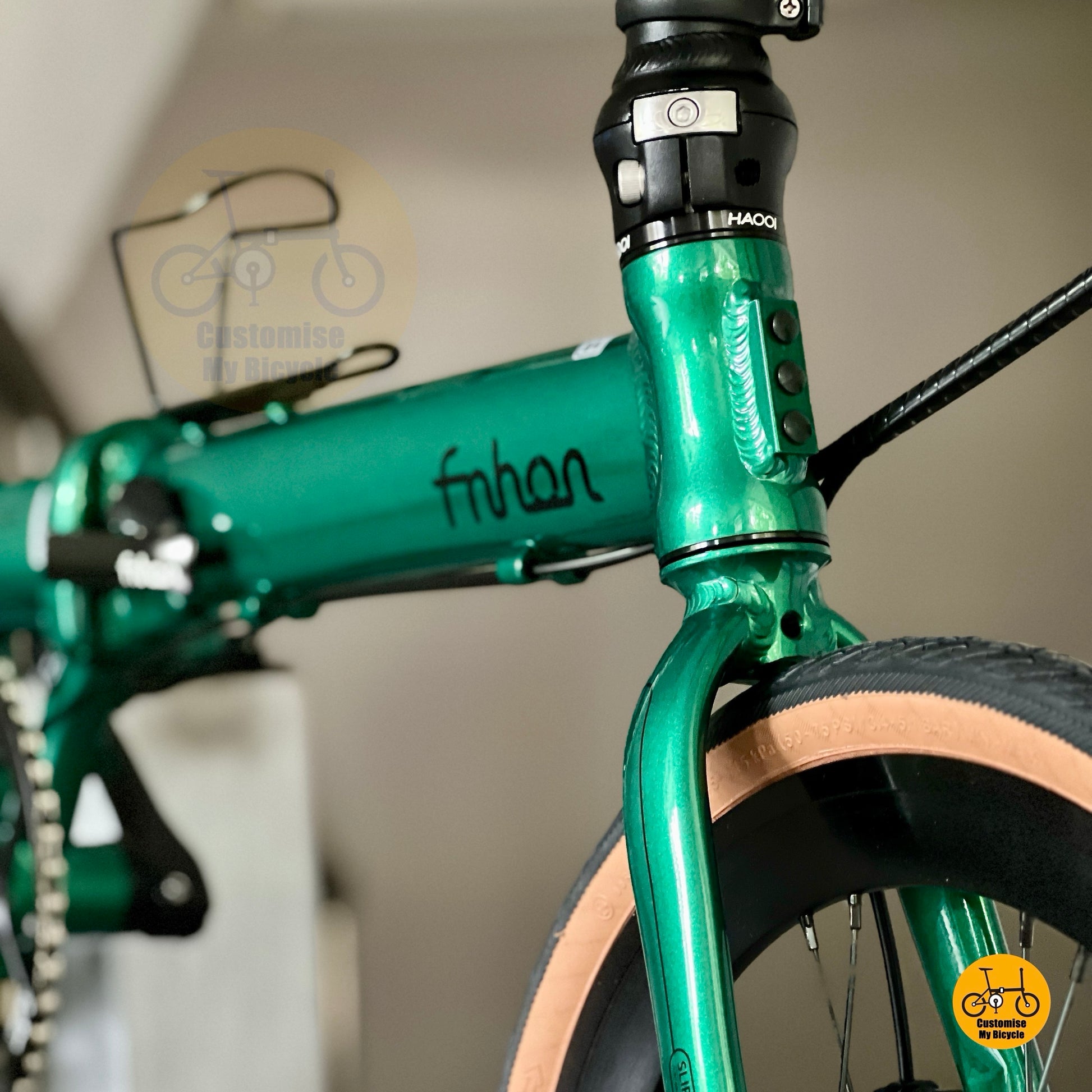 Sepeda Lipat Fnhon Zephyr 18 inci Emerald Green Shimano 9 Kecepatan Sepeda Ringan Mudah Dibawa
