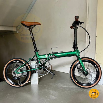 风行 Zephyr 18寸 翡翠绿 禧玛诺9速 折叠自行车 轻量便携城市通勤折叠车