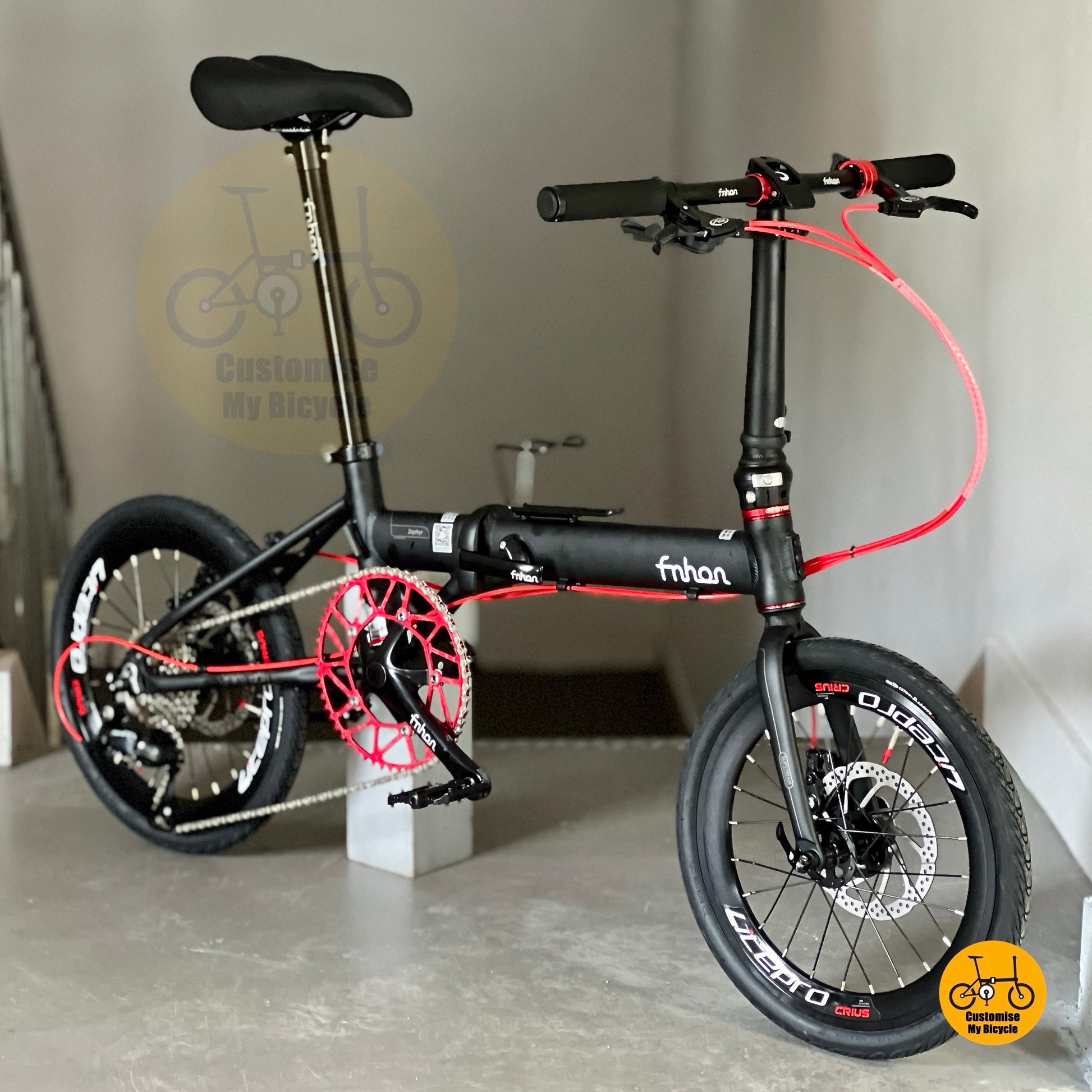 Fnhon Zephyr 18 Inch Compact Folding Bicycle With Aero Wheels Shimano 9 Speed Drivetrain
