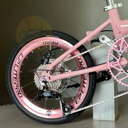 Fnhon Zephyr 16" Baby Pink foldable bicycle with Shimano 9 gears