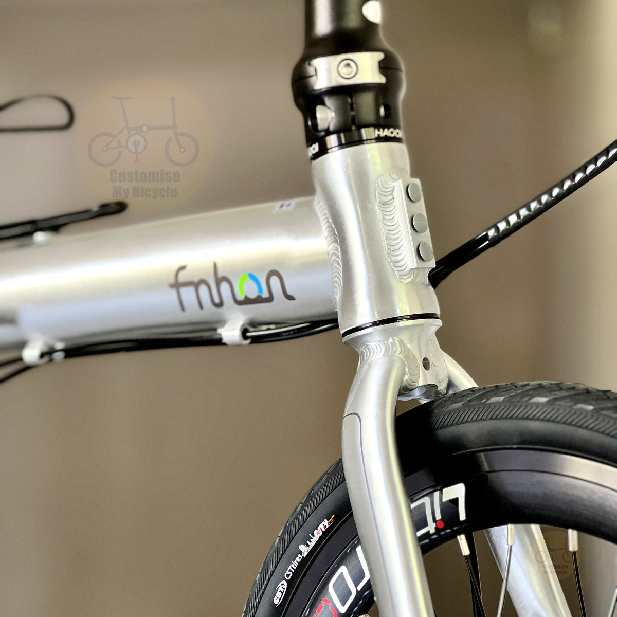 Fnhon Zephyr 16" Platinum Silver folding bike with Mechanical wired disc brake