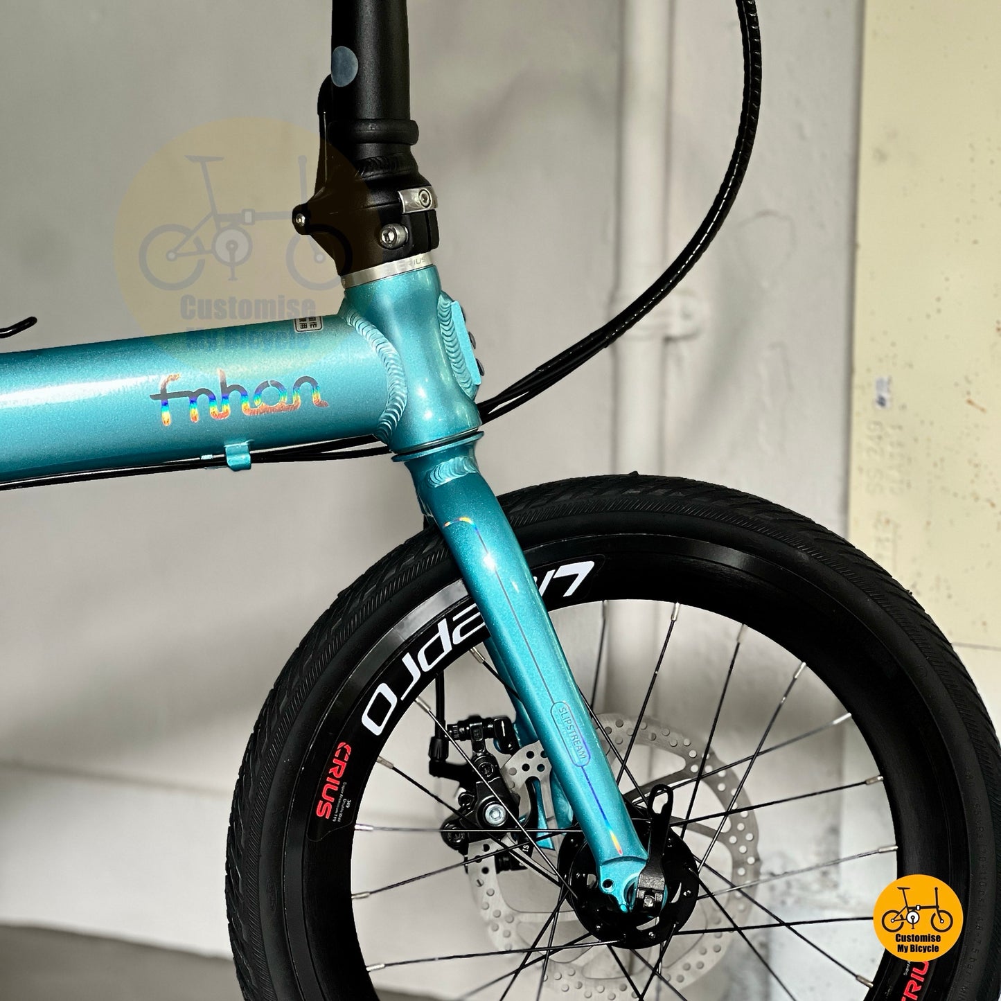Fnhon Zephyr 18 Inch Tiffany Blue Folding Bike With Ltwoo 9 Gears And Aluminium Alloy Frame
