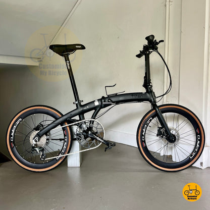 Fnhon Wind 22 inch folding bike Shimano 10s matte black Litepro wheels seamless welding aluminium alloy body
