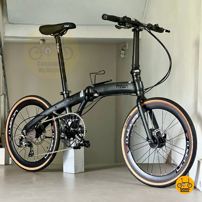 Sepeda lipat Fnhon Wind 22 inci warna hitam matte Shimano 10 percepatan rangka ringan aluminium dengan rem hidrolik
