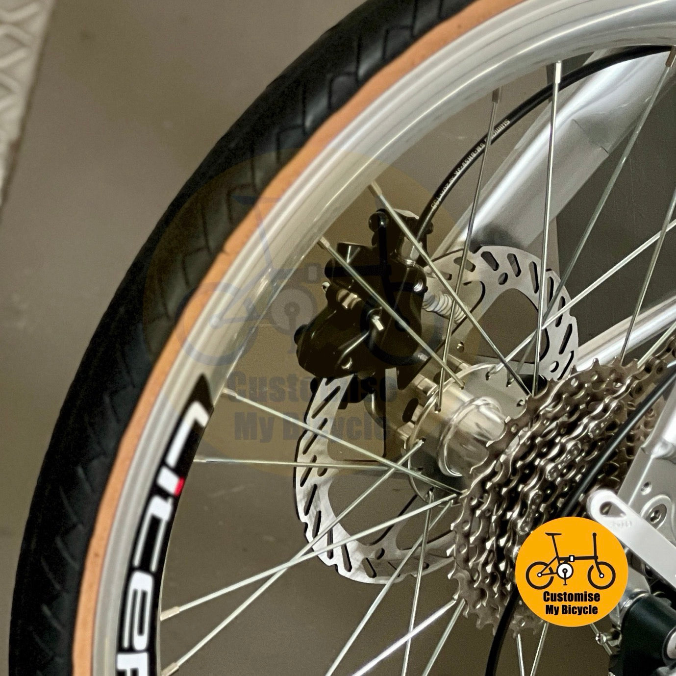 Close up of Shimano Tiagra 10 speed rear derailleur and cassette
