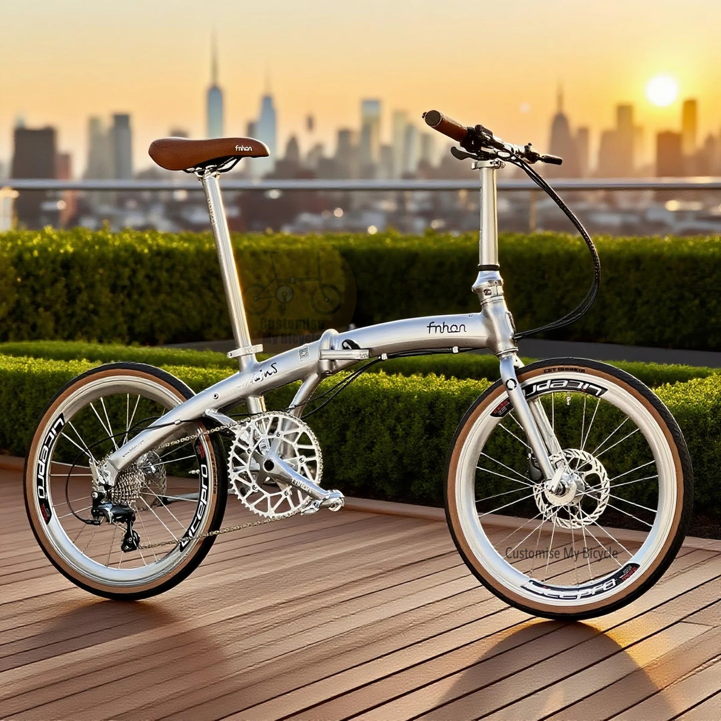 Fnhon Wind 22 Inch Metallic Silver Folding Bike Shimano 10 Speed Tiagra Hydraulic Brake
