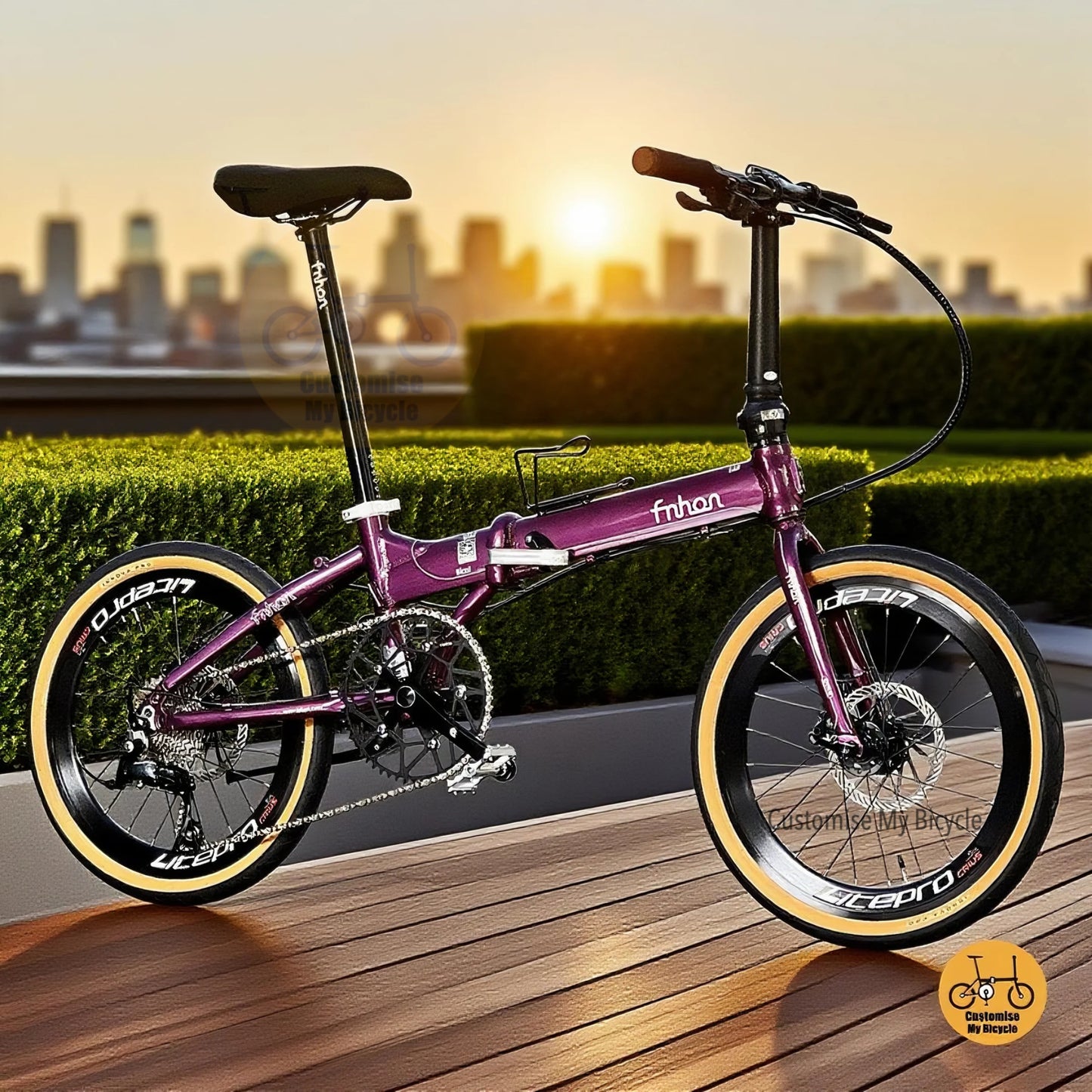 Fnhon Blast 20 inch Royale Purple folding bicycle Shimano 9 speed lightweight alloy frame with Litepro wheels
