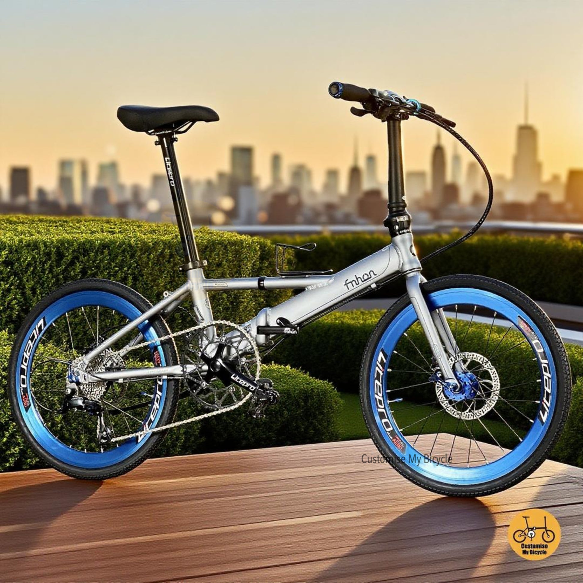 Folding Bicycle Fnhon Monsoon 22-inch Battleship Grey with Shimano 9 gears