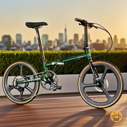 Fnhon Gust 22 inch folding bicycle with Shimano Deore 12 speed gears in Emerald Green for PCN and road  
