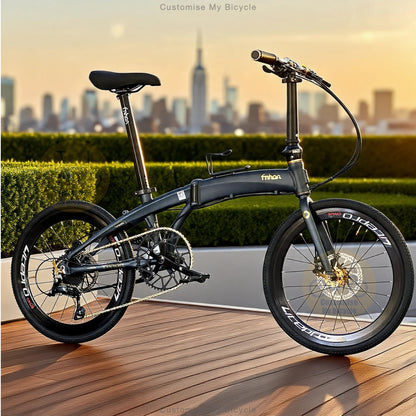 folding bike fnhon Tornado dark teal blue 22" with Shimano 9 gears