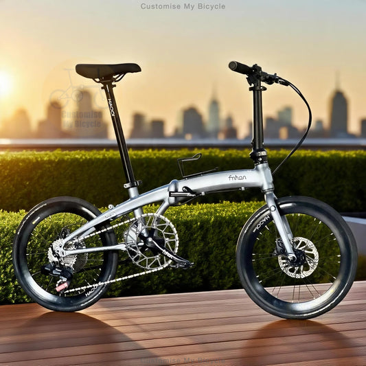 Folding Bike Fnhon Twister 20 Inch Battleship Grey Wireless EDS 12 Gears Shimano Hydraulic Disc Brake Haooi Max High Profile Wheelset Lightweight Folding Bicycle