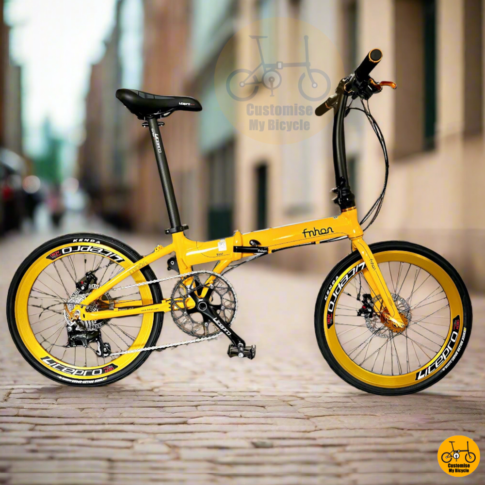 Fnhon Blast 22-Inch Folding Bike – Bright Yellow Frame for a Fun City Ride
