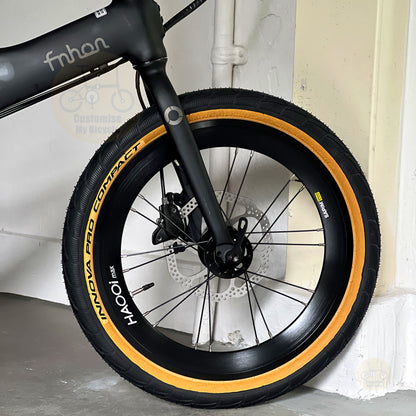 Fnhon Monsoon Mini 18" Matte Black folding bike frame material colour detail