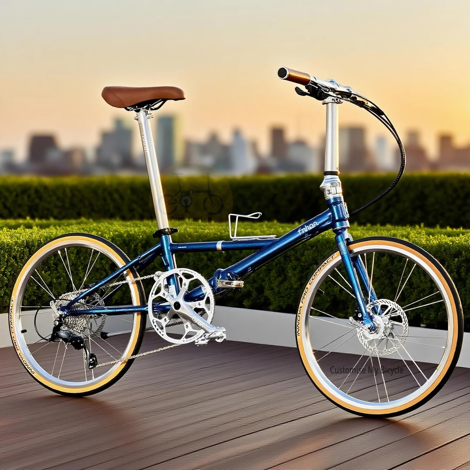 Fnhon Thunderstorm 22 Inch Chameleon Blue Folding Bike With Shimano 9 Gears Chromoly Steel Frame
