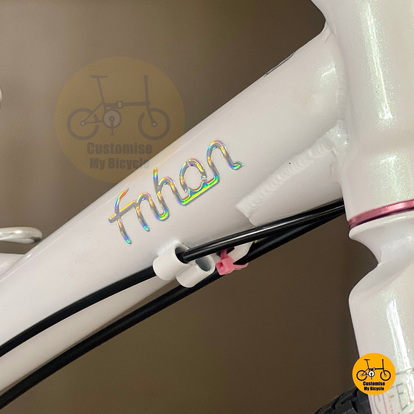 Rainbow embrossed fnhon logo on dreamy white fnhon thunderstorm frame